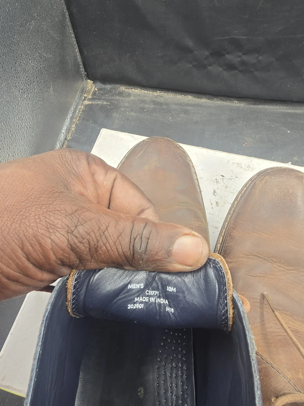 Cole Haan Brown Leather Chukka Boots with Blue Collar